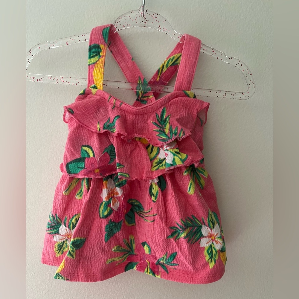 Pink Tropical Ruffle Dress